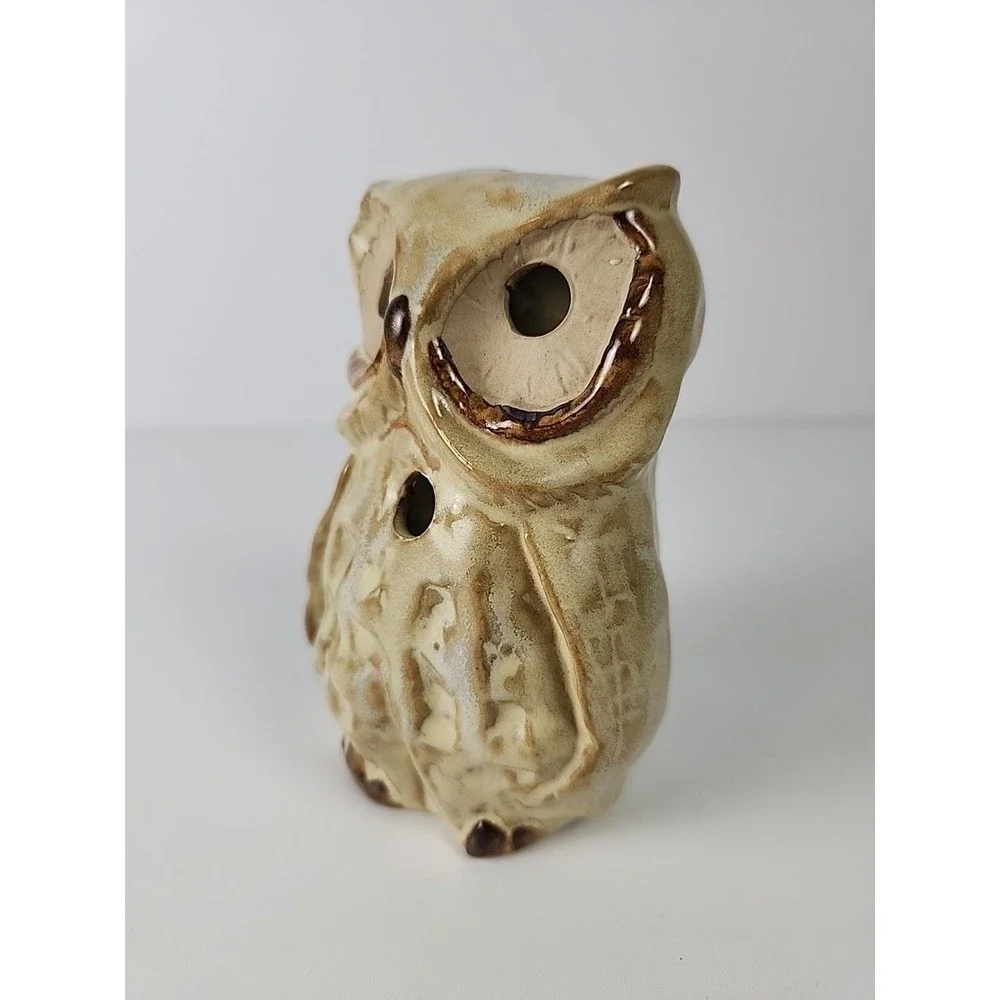 VTG Enesco Glazed Pottery Owl Tealight Candle Holder Centerpiece Table Decor - Picture 2 of 11